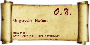 Orgován Noémi névjegykártya